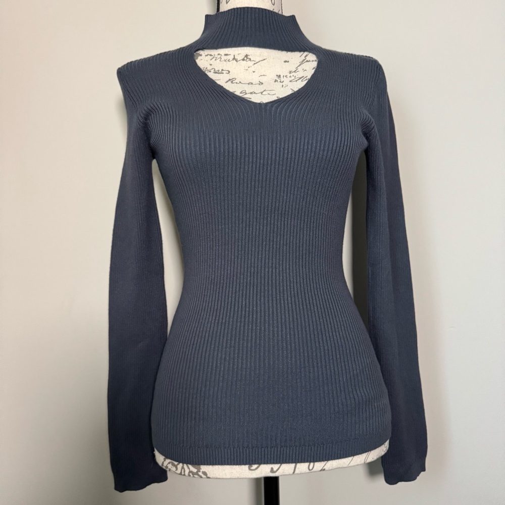 Olive & Oak Charcoal Ribbed Knit Top - Small